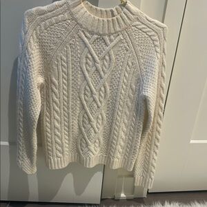 Abercrombie & Fitch Cream Crew Neck Cable Knit Sweater